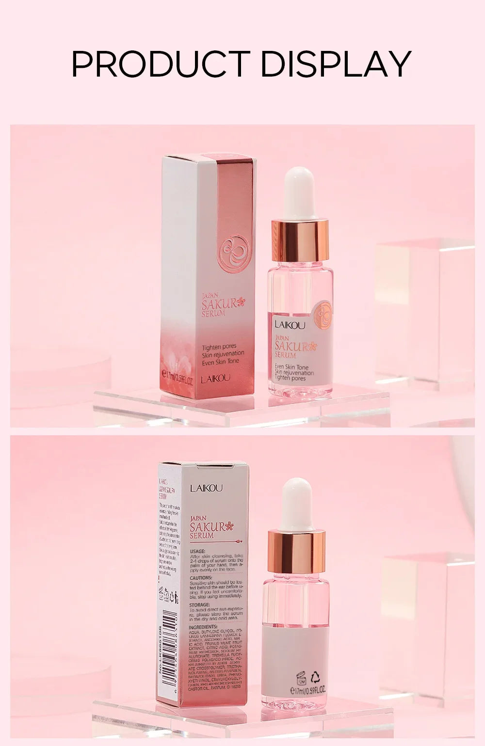 LAIKOU Sakura  Face Essence  Anti Wrinkle  Serum Shrink Pores Anti-Aging Moisturizing Dry Skin Care 17ml