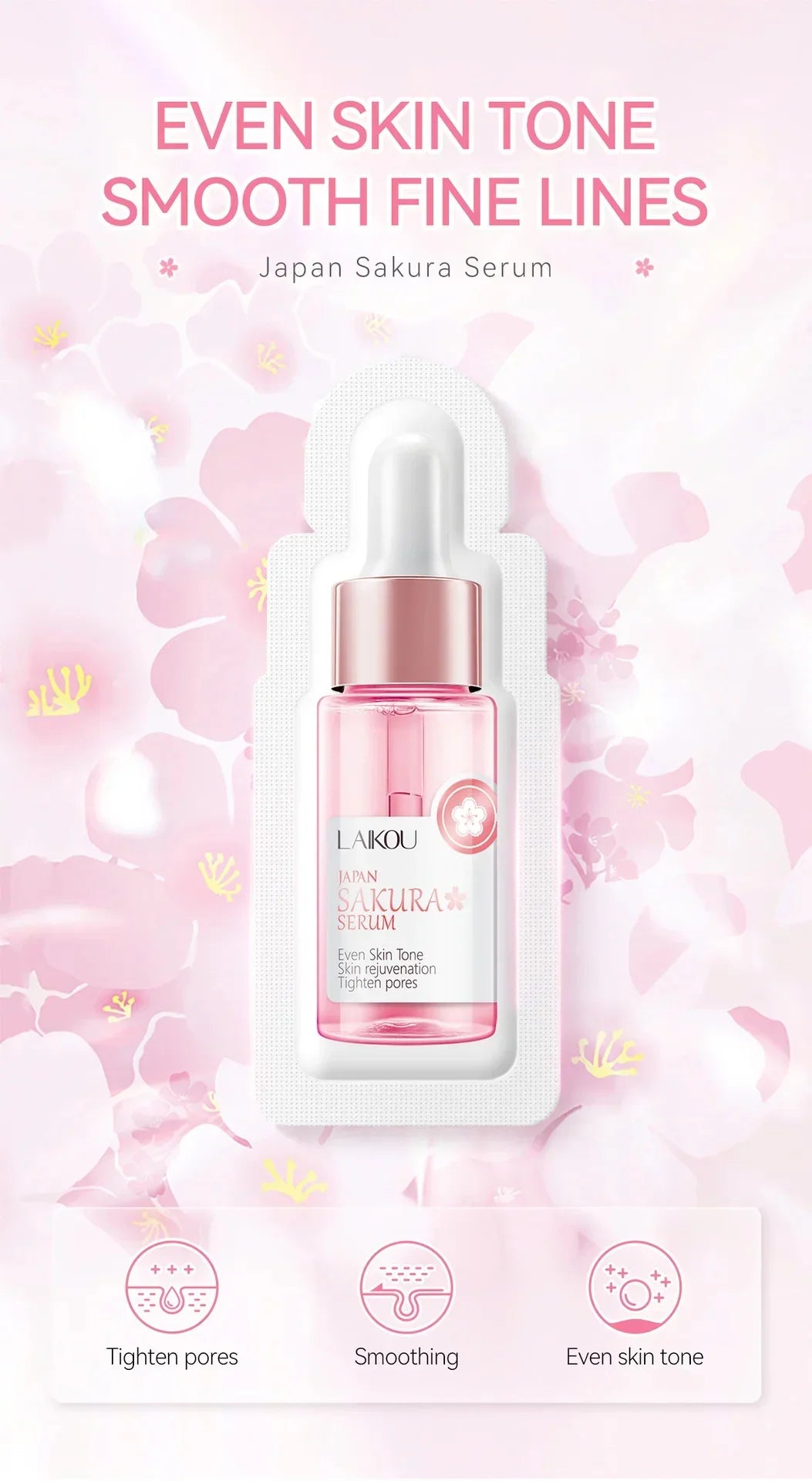 Anti Aging Sakura Whitening Face Serum Fade Fine Lines Tighten Pores Improve Melanin Pigment Dull Moisturizer Brighten Skin Care