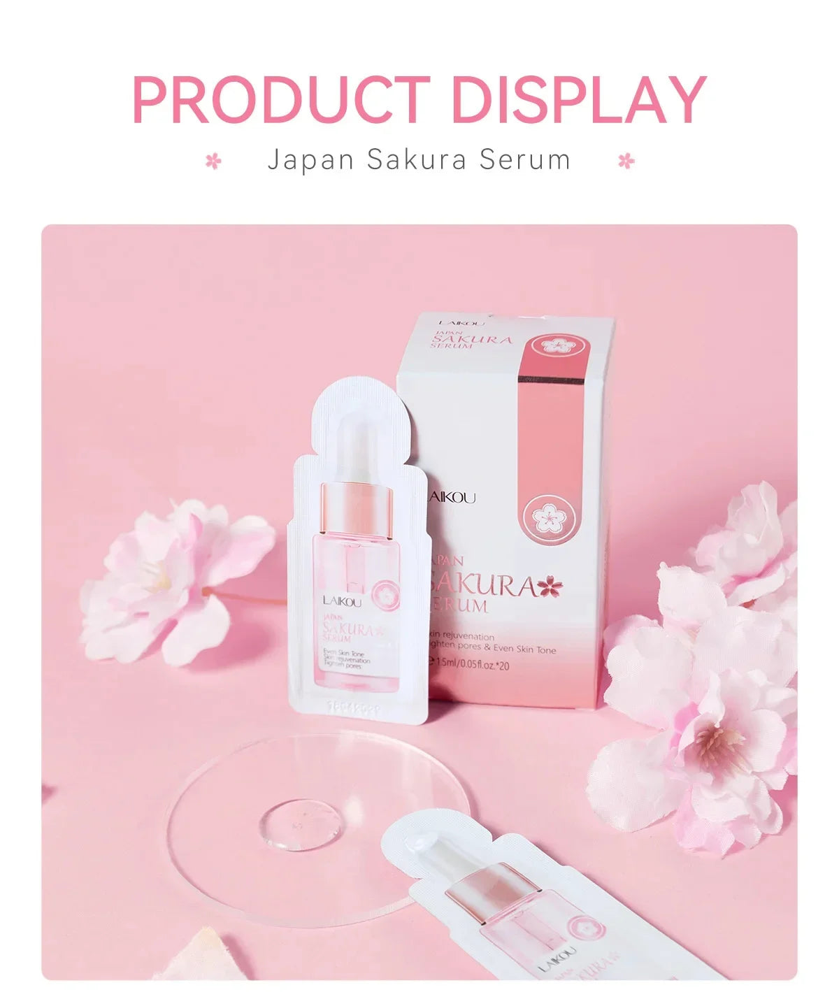 Anti Aging Sakura Whitening Face Serum Fade Fine Lines Tighten Pores Improve Melanin Pigment Dull Moisturizer Brighten Skin Care