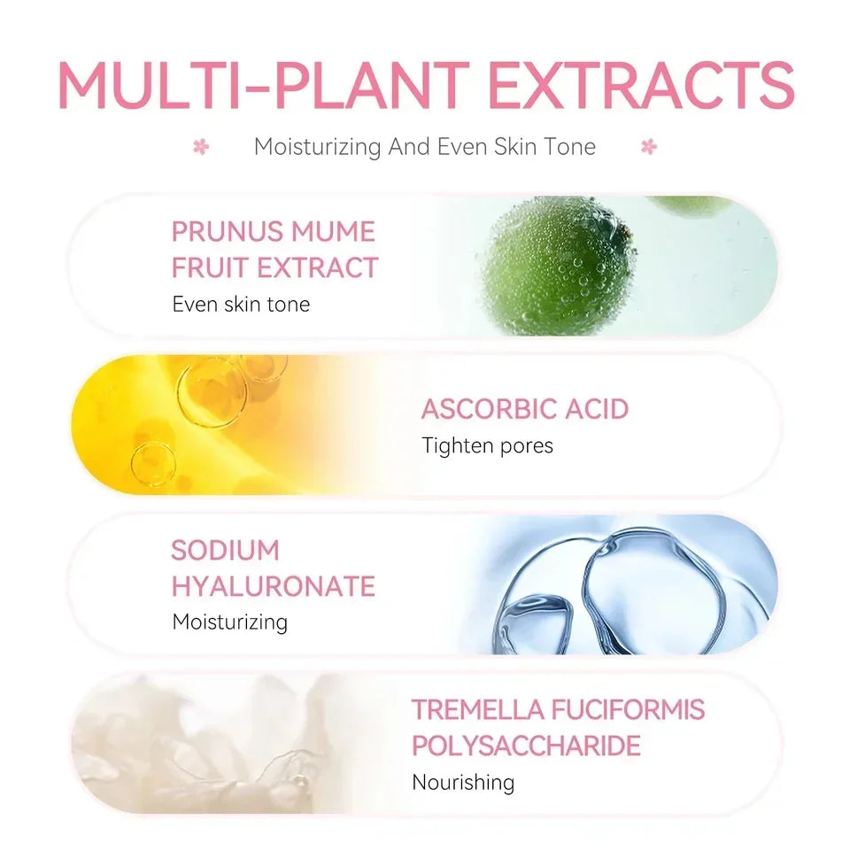 Anti Aging Sakura Whitening Face Serum Fade Fine Lines Tighten Pores Improve Melanin Pigment Dull Moisturizer Brighten Skin Care