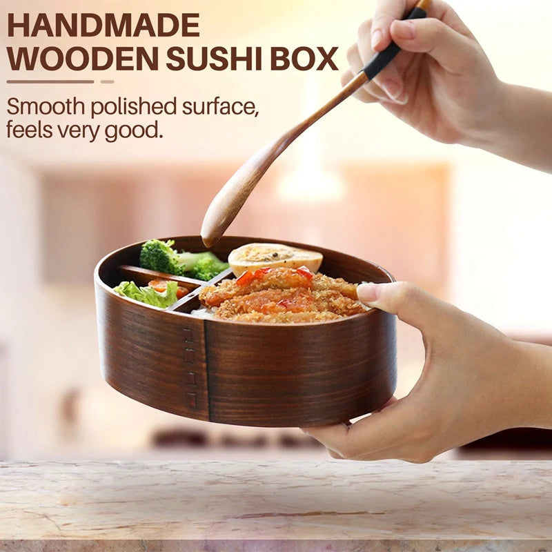 Wooden Lunch Boxs Food Containers Japanese Style Bento Lunchbox For Children School Dinnerware Bowl Boxes Travel Organizer