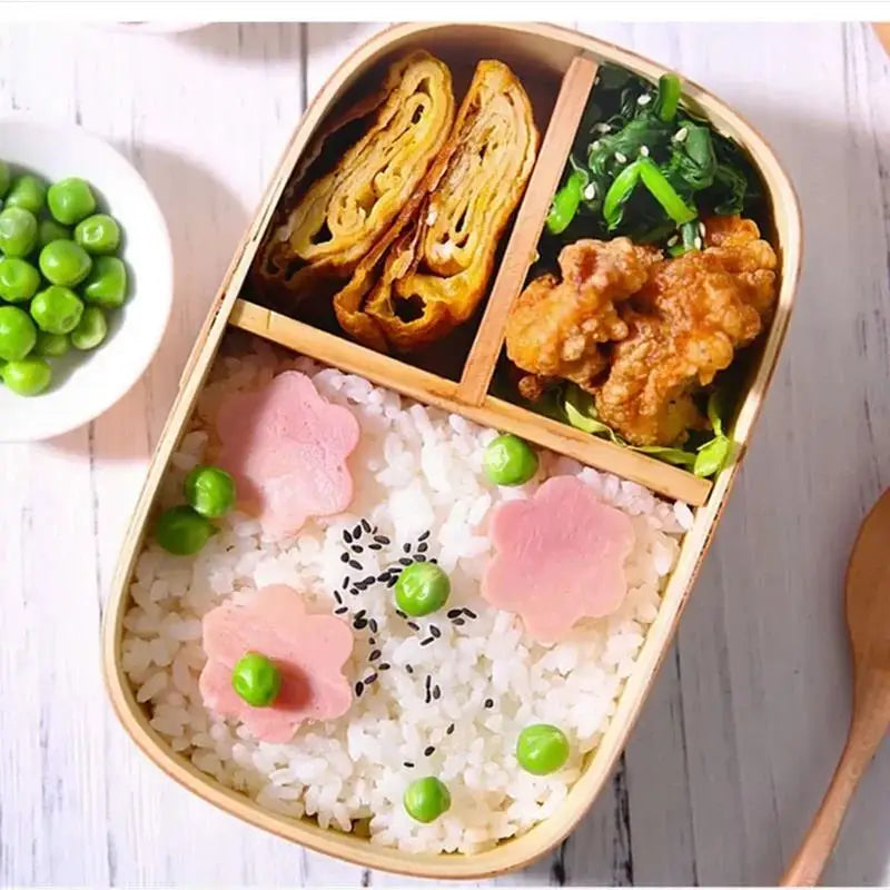 Useful Wooden Lunch Box Picnic Japanese Bento Box for School Kids Dinnerware Set Round Square Lunch Box