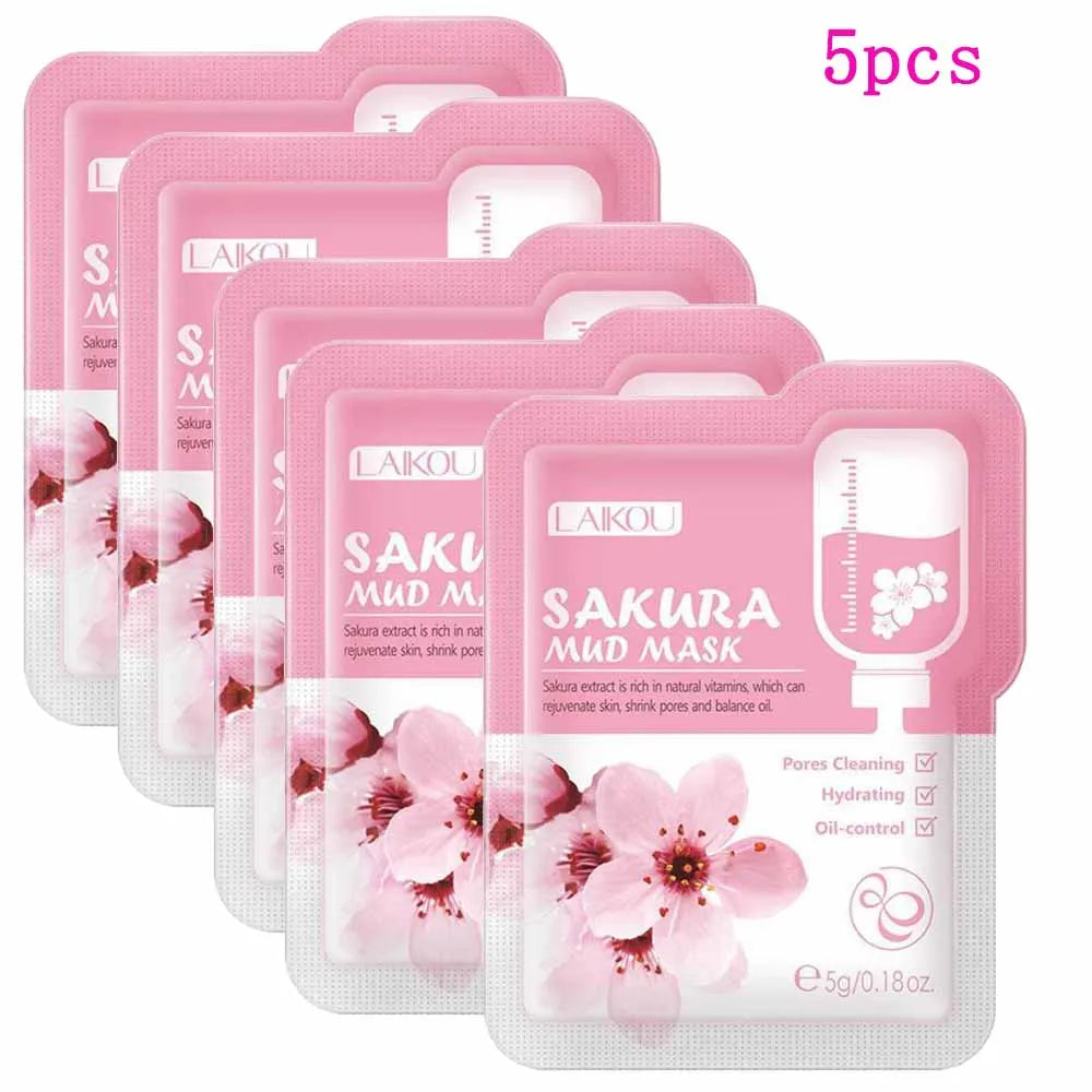1/5Pcs Sakura Collagen Mud Mask Deep Hydrating Moisturing Skin Conditioning Brightening Deep Cleansing Smoothing SkinCare Produc