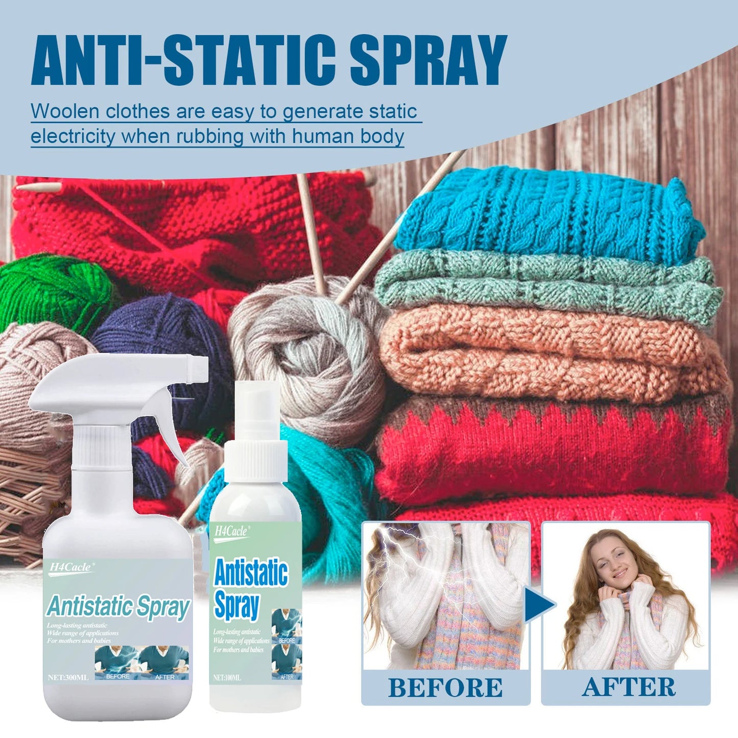 Anti-static Spray Wool Clothes Hair Clothing Fragrance Softener Anti-wrinkle Clothing Sweater De-static Magic Weapon