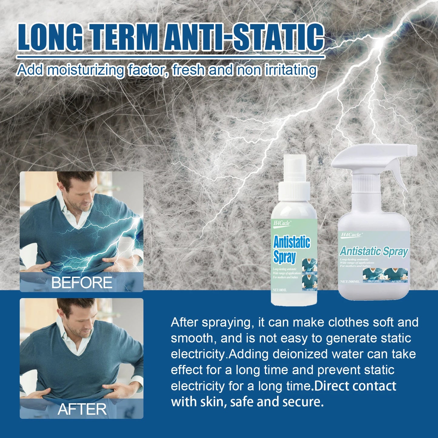Anti-static Spray Wool Clothes Hair Clothing Fragrance Softener Anti-wrinkle Clothing Sweater De-static Magic Weapon