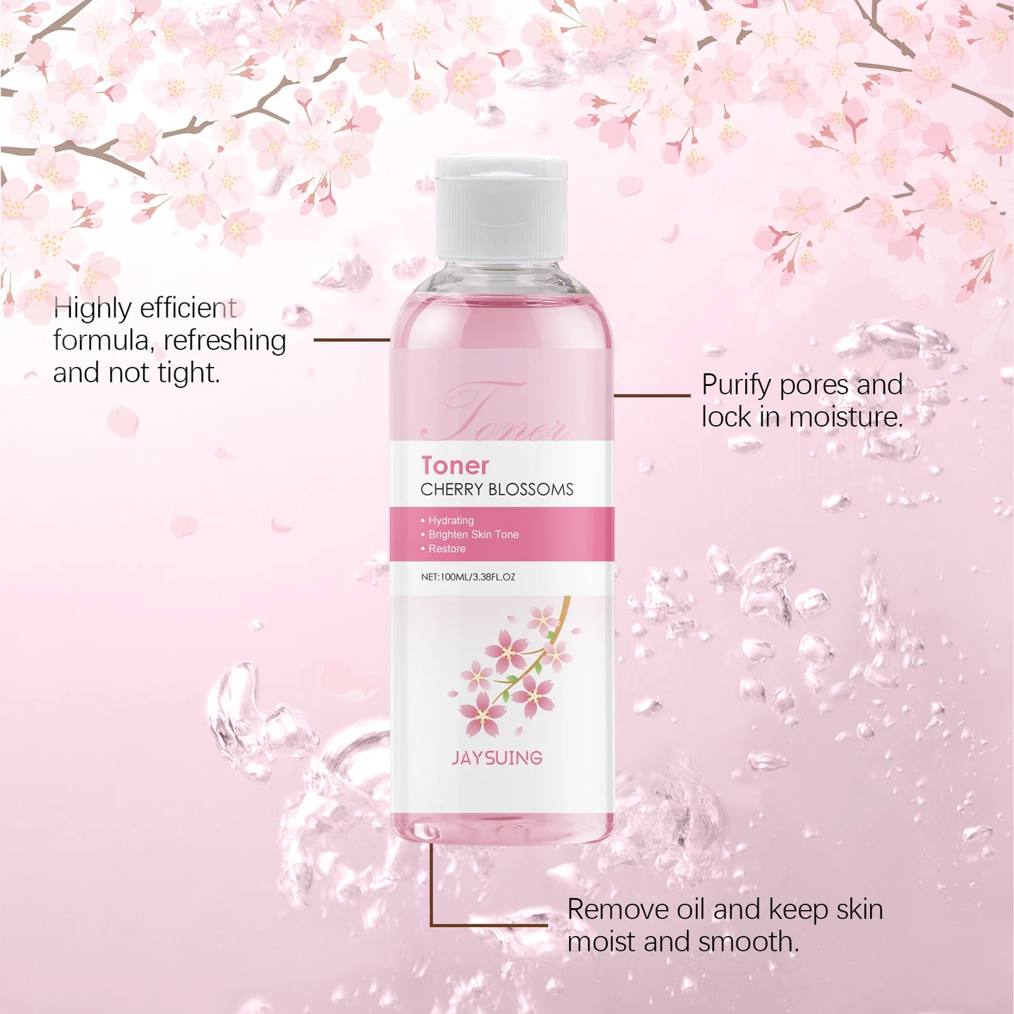 Sakura Face Toner Deep Hydrating Moisturizing Oil Control Improve Dryness Rejuvenating Firming Brightening Cherry Blossoms Serum