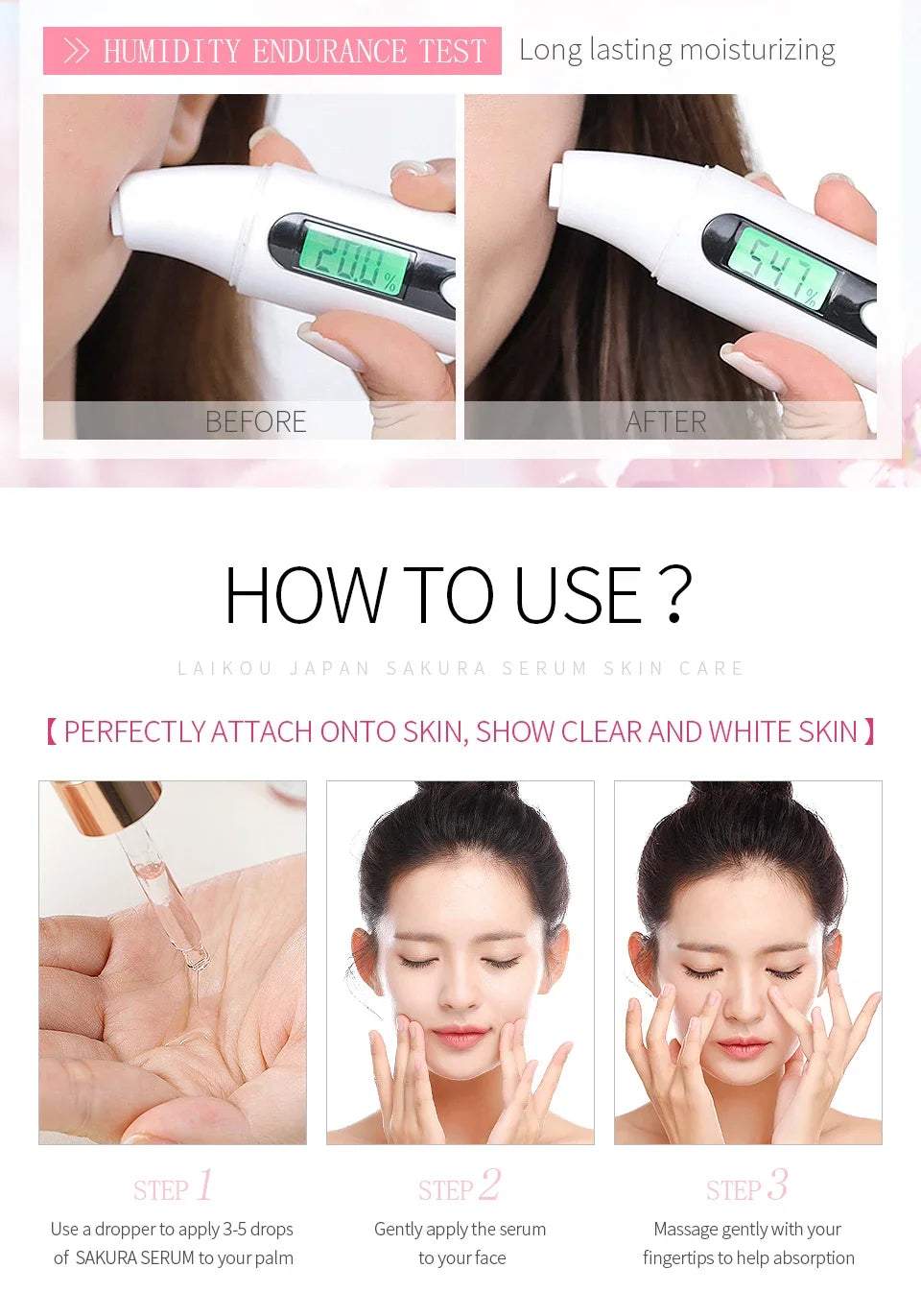 LAIKOU Sakura  Face Essence  Anti Wrinkle  Serum Shrink Pores Anti-Aging Moisturizing Dry Skin Care 17ml