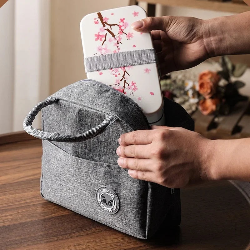 Japanese Cherry Blossom Lunch Box with Tableware Microwave Bento Boxes Soup Cup Portable Student Double-layer Lunch Food Box