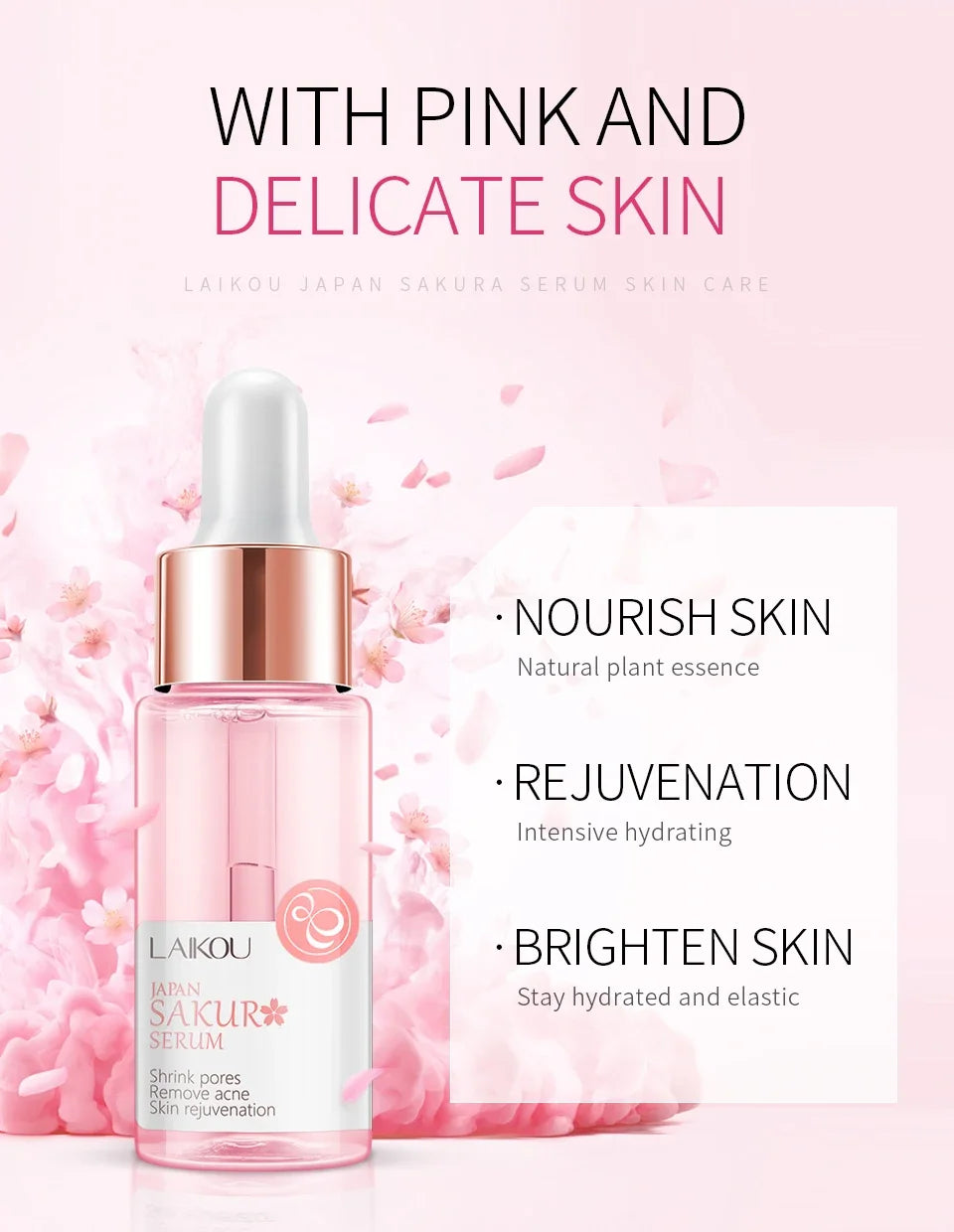 LAIKOU Sakura  Face Essence  Anti Wrinkle  Serum Shrink Pores Anti-Aging Moisturizing Dry Skin Care 17ml