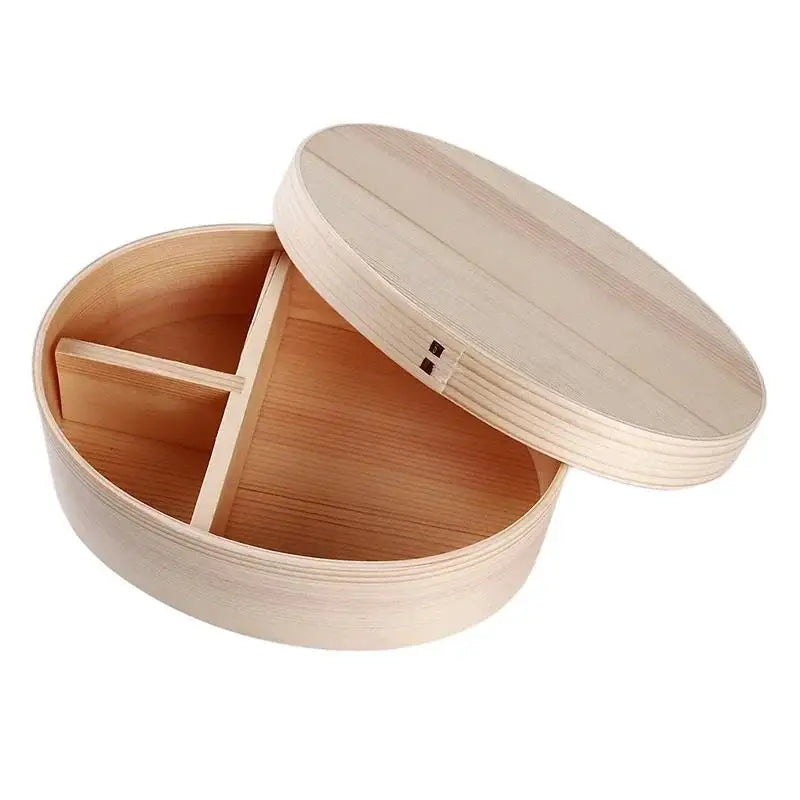 Useful Wooden Lunch Box Picnic Japanese Bento Box for School Kids Dinnerware Set Round Square Lunch Box