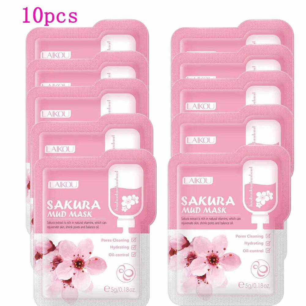 1/5Pcs Sakura Collagen Mud Mask Deep Hydrating Moisturing Skin Conditioning Brightening Deep Cleansing Smoothing SkinCare Produc