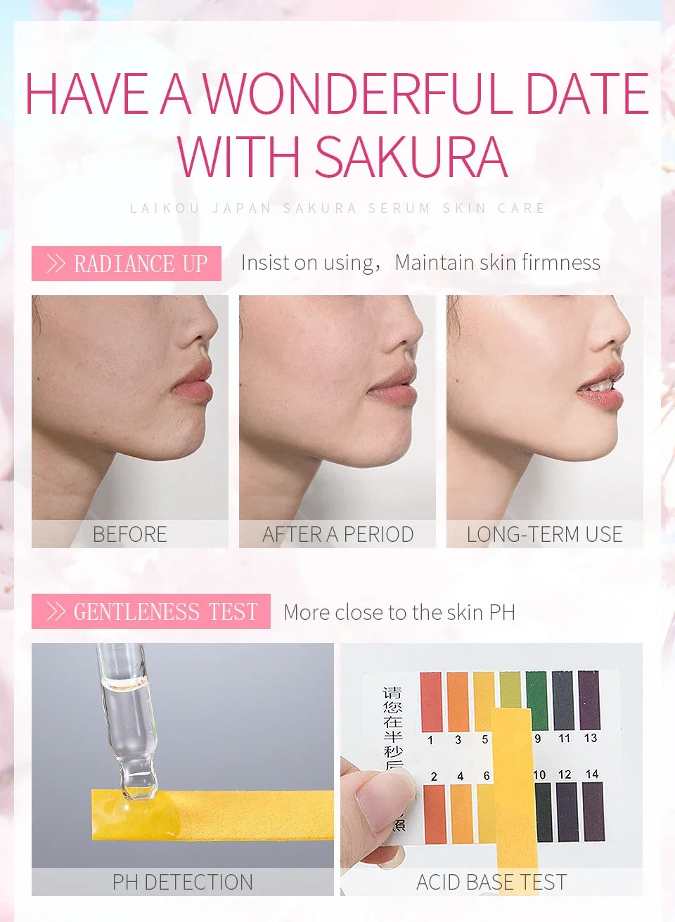 LAIKOU Sakura  Face Essence  Anti Wrinkle  Serum Shrink Pores Anti-Aging Moisturizing Dry Skin Care 17ml