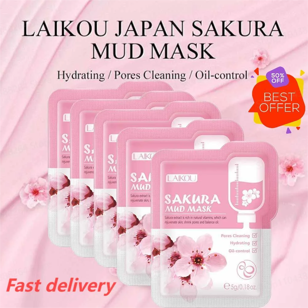 1/5Pcs Sakura Collagen Mud Mask Deep Hydrating Moisturing Skin Conditioning Brightening Deep Cleansing Smoothing SkinCare Produc