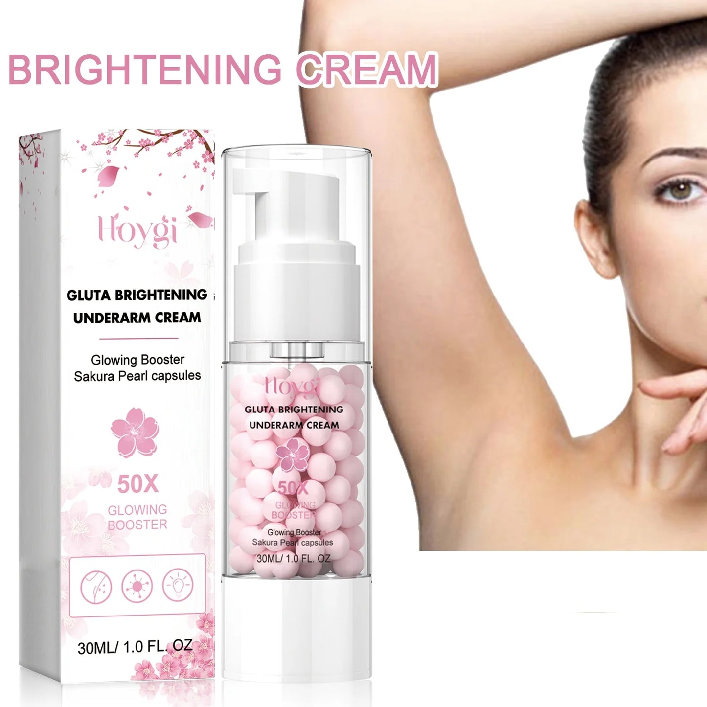 Hoygi Sakura Pearl Brightening Underarm Cream Fade Melanin Elbows Armpits Nourish Skin Improve Dullness Whitening Capsule Cream