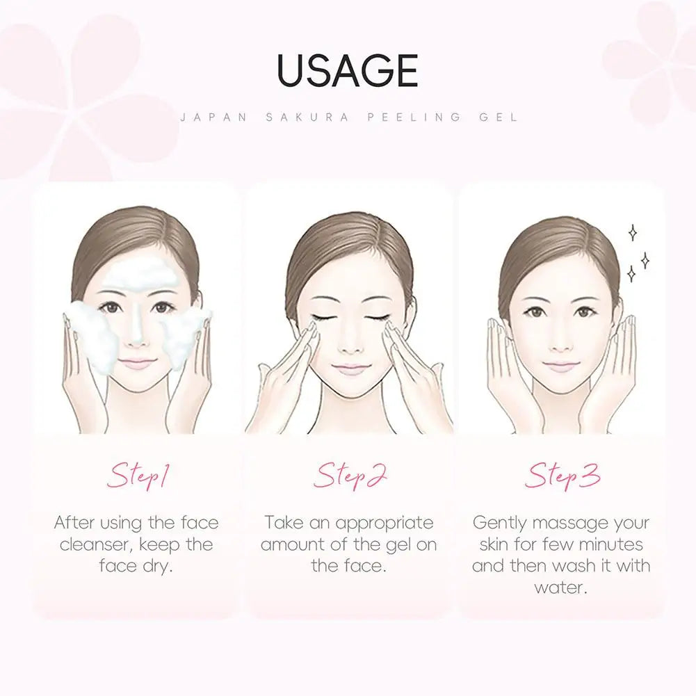 Sakura Exfoliating Gel 60g,Face Cleanser With Natural Blossom Extract,Nourishing Repair Gentle Peel For Sensitive Skin