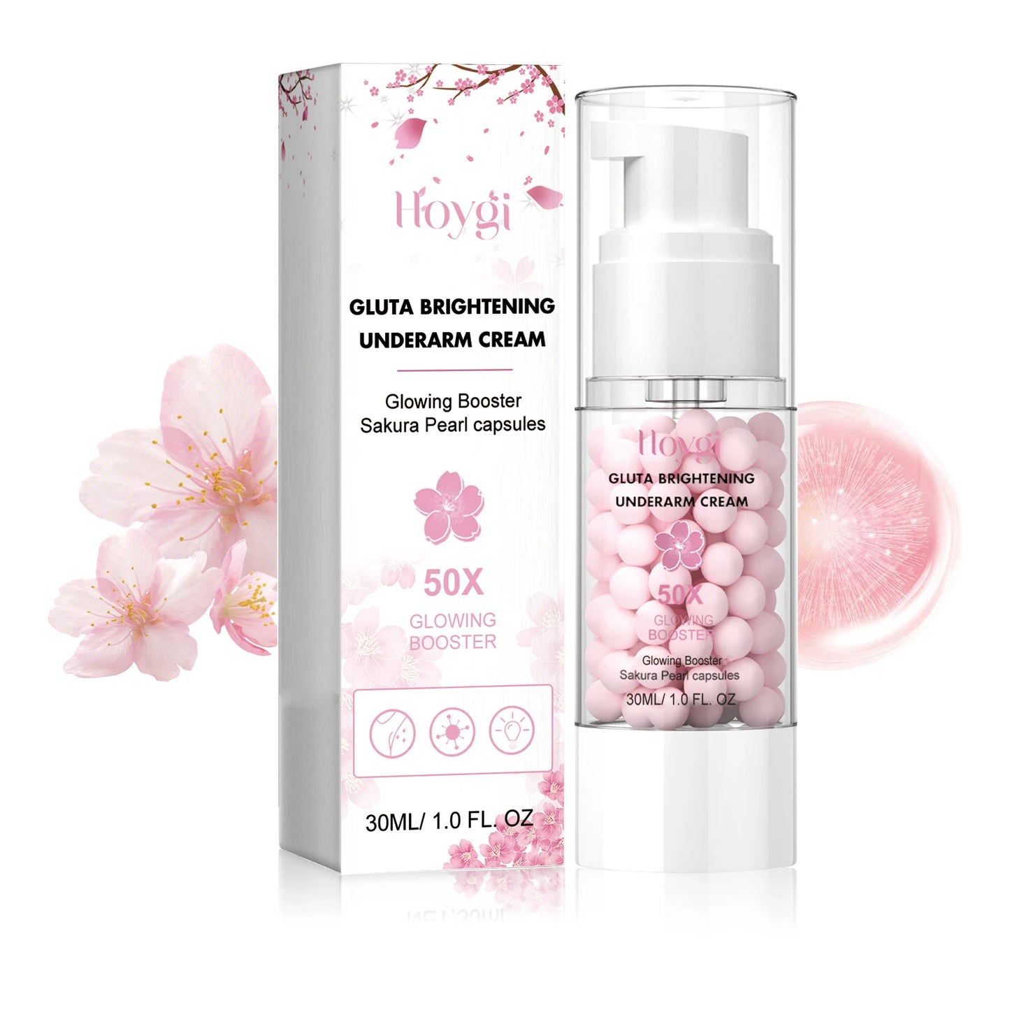 Hoygi Sakura Pearl Brightening Underarm Cream Fade Melanin Elbows Armpits Nourish Skin Improve Dullness Whitening Capsule Cream