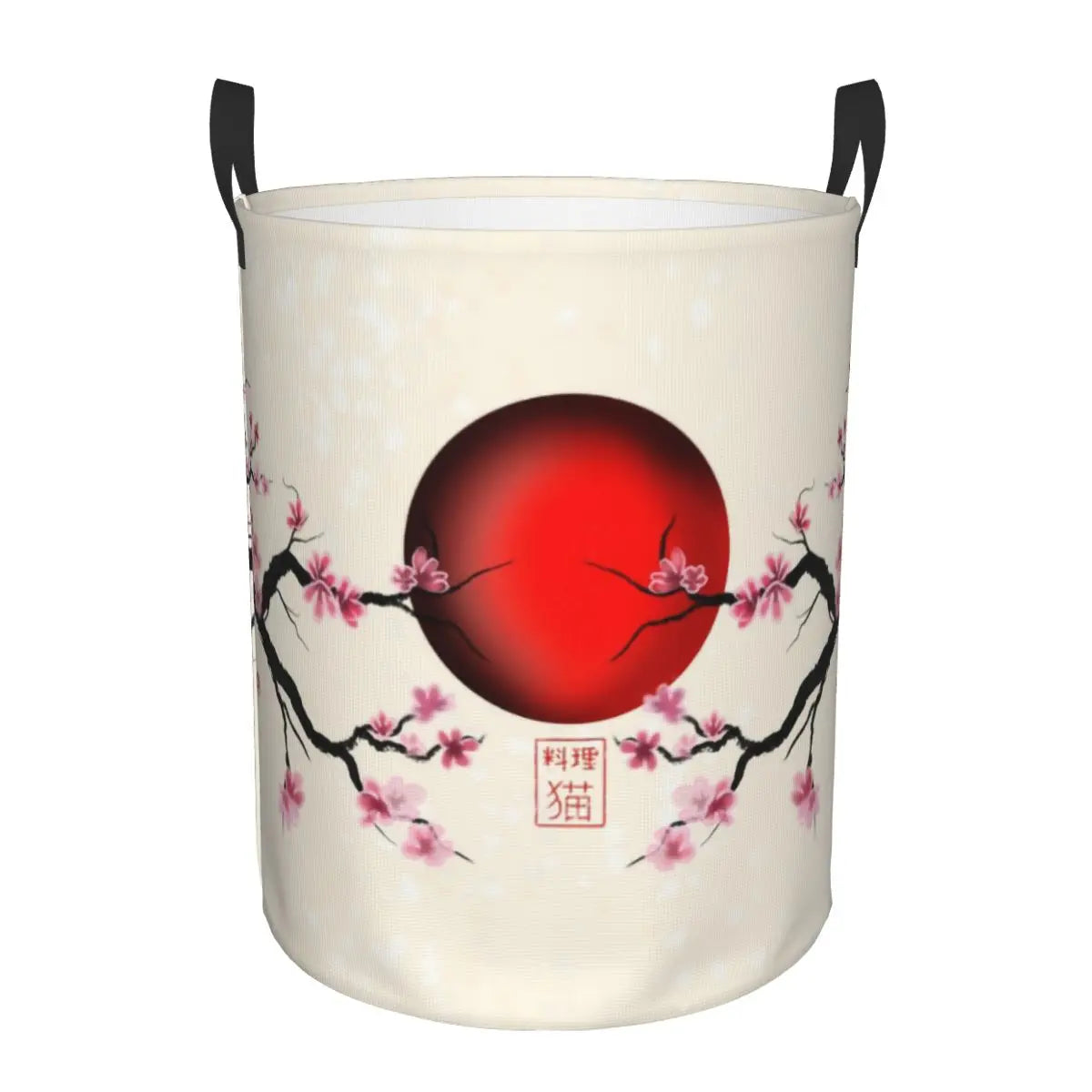 Custom Blooming Sakura Branch Laundry Basket Foldable Cherry Blossom Japanese Flower Clothes Hamper for Baby Kid Toy Storage Bin