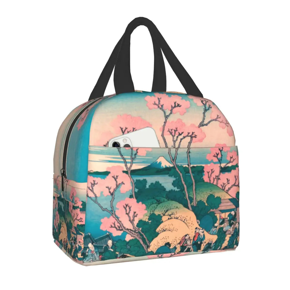 Japanese Sakura Cherry Blossoms Insulated Lunch Bags for Women Resuable Thermal Cooler Flowers Bento Box Kids School Children